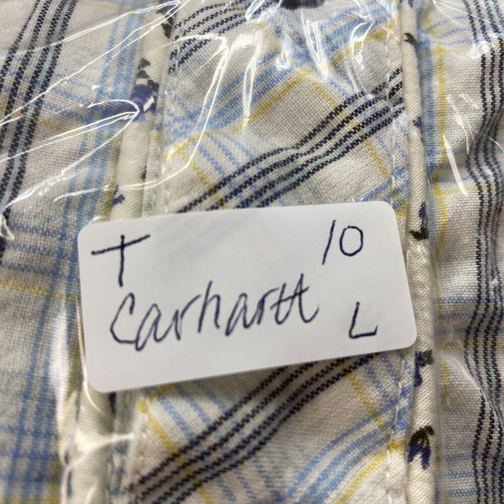 Carhartt Western Pearl Snap Shirt Womens Large Plaid Floral Trim Top WS024 LPW - Picture 11 of 11